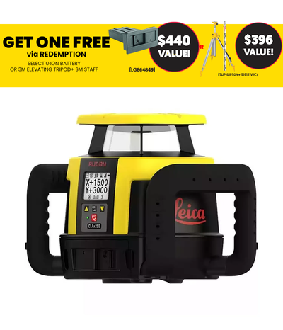 Leica Rugby CLAx 250 Hz Laser Manual Grade with Combo+ Receiver & Li-Ion